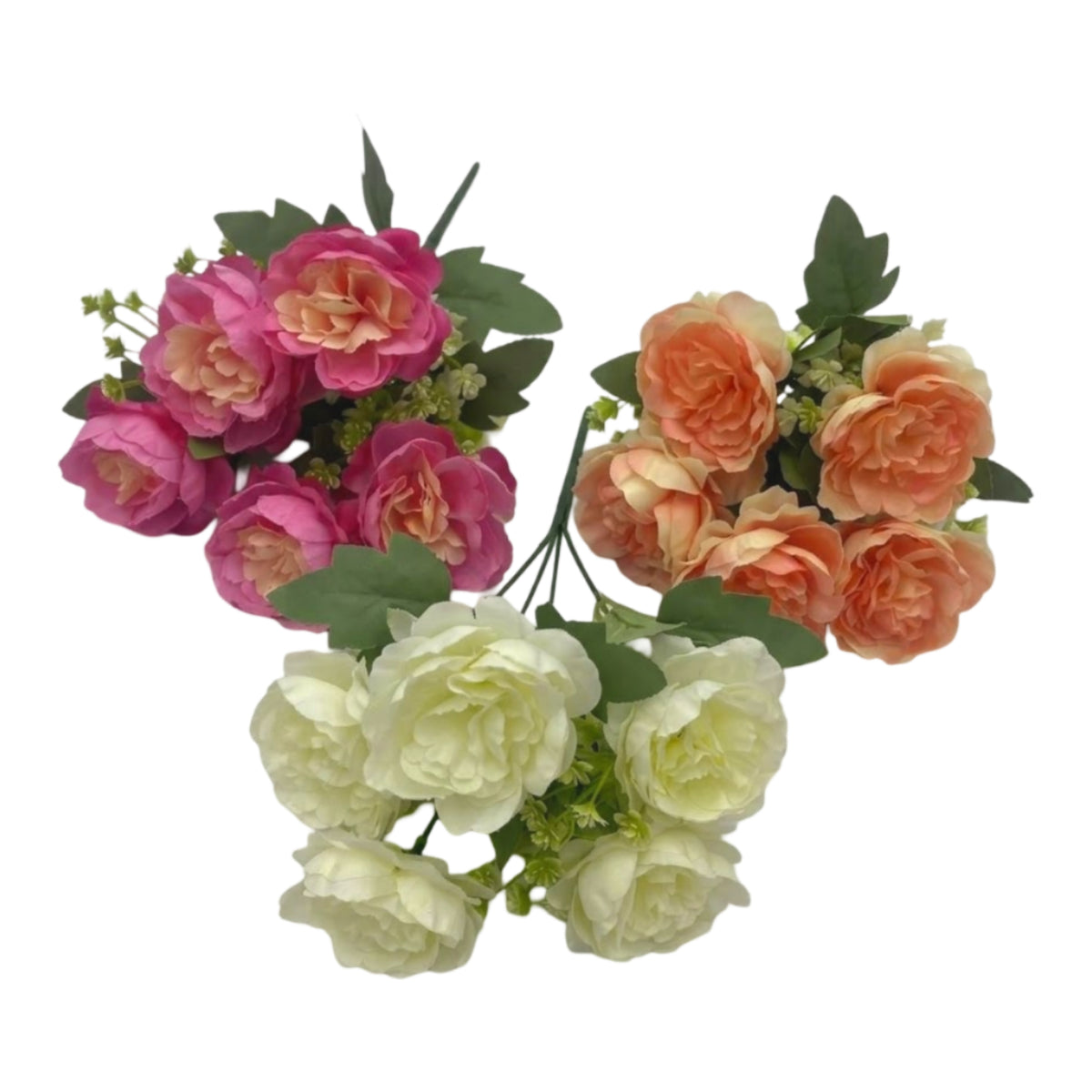 Bulk 24 Artificial Peony Flower Bunch 30cm 3 Asst