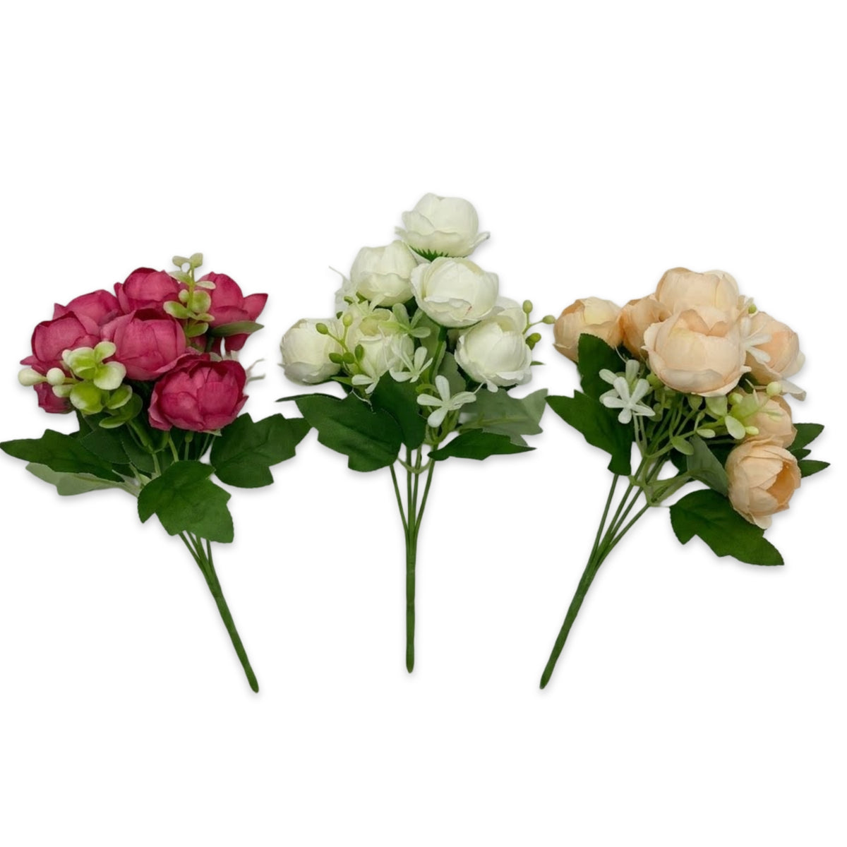 Bulk 24 Artificial Peony Flower Bunch 30cm 3 Asst