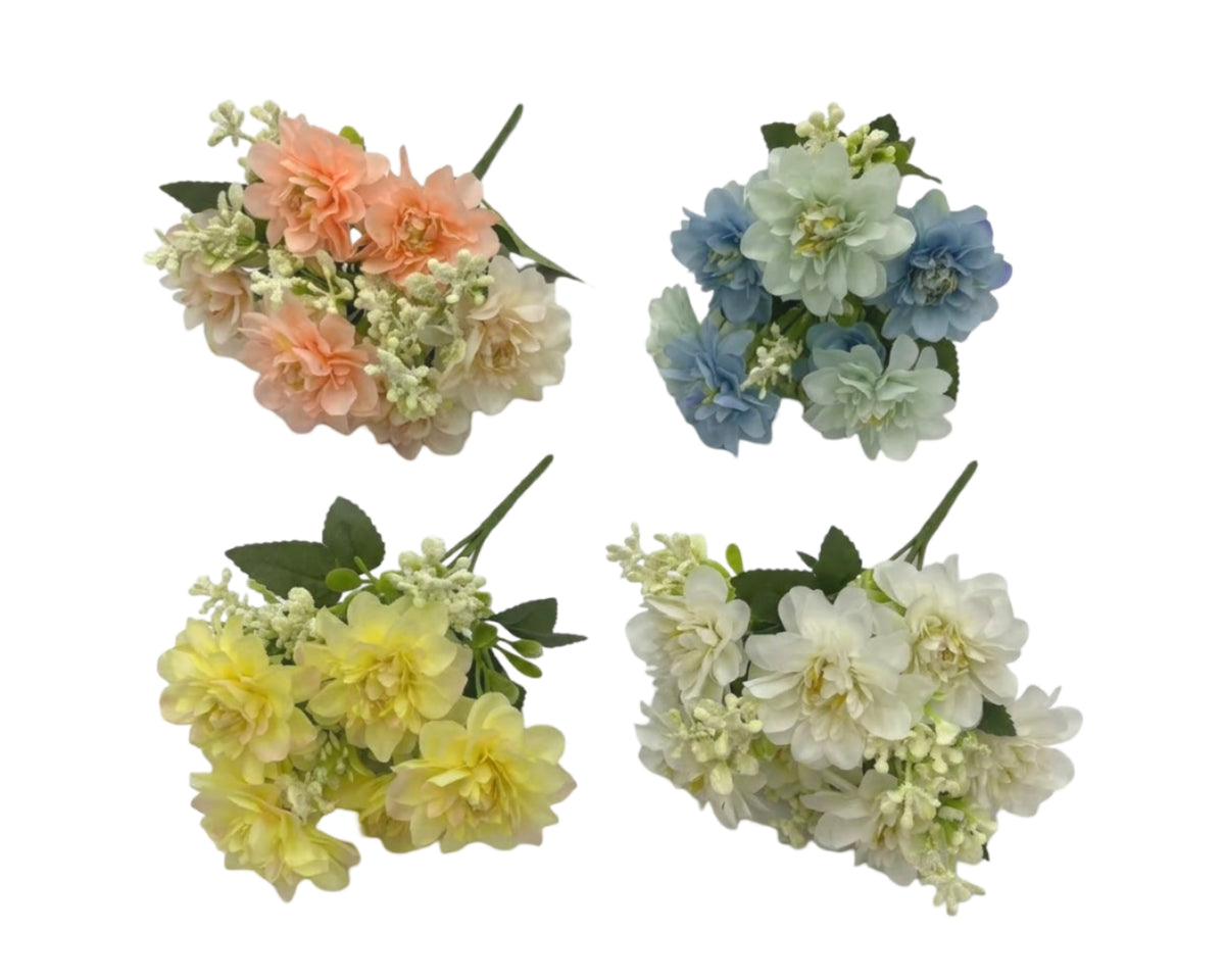 Bulk 24 Artificial Dahlias Flower Bunch 30cm 4 Asst