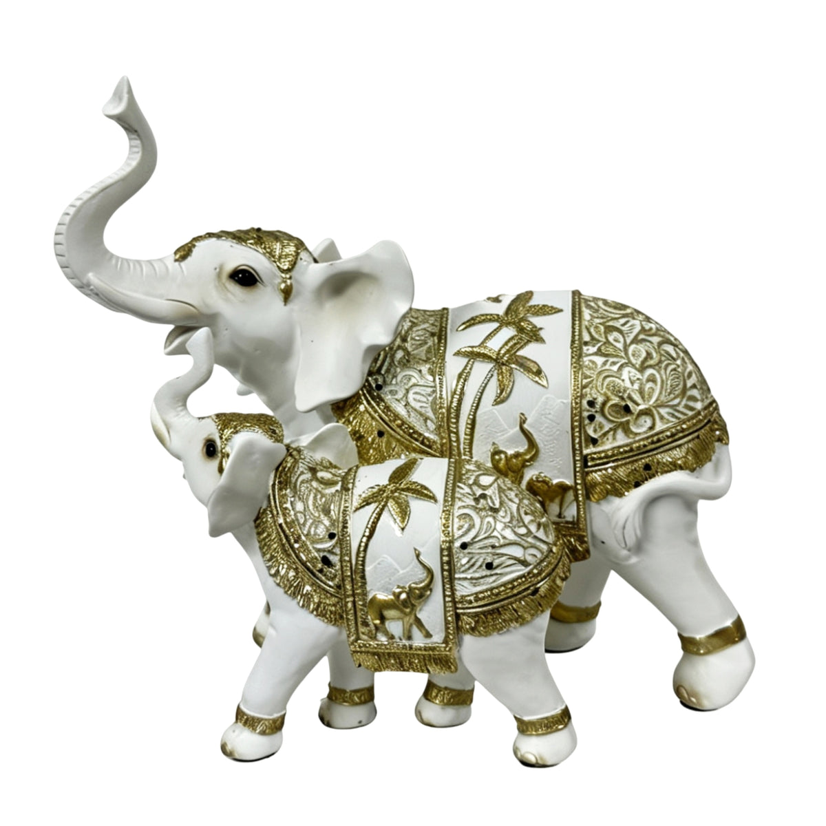 Bulk 4 Resin Gold Palm Elephant Mum & Bub