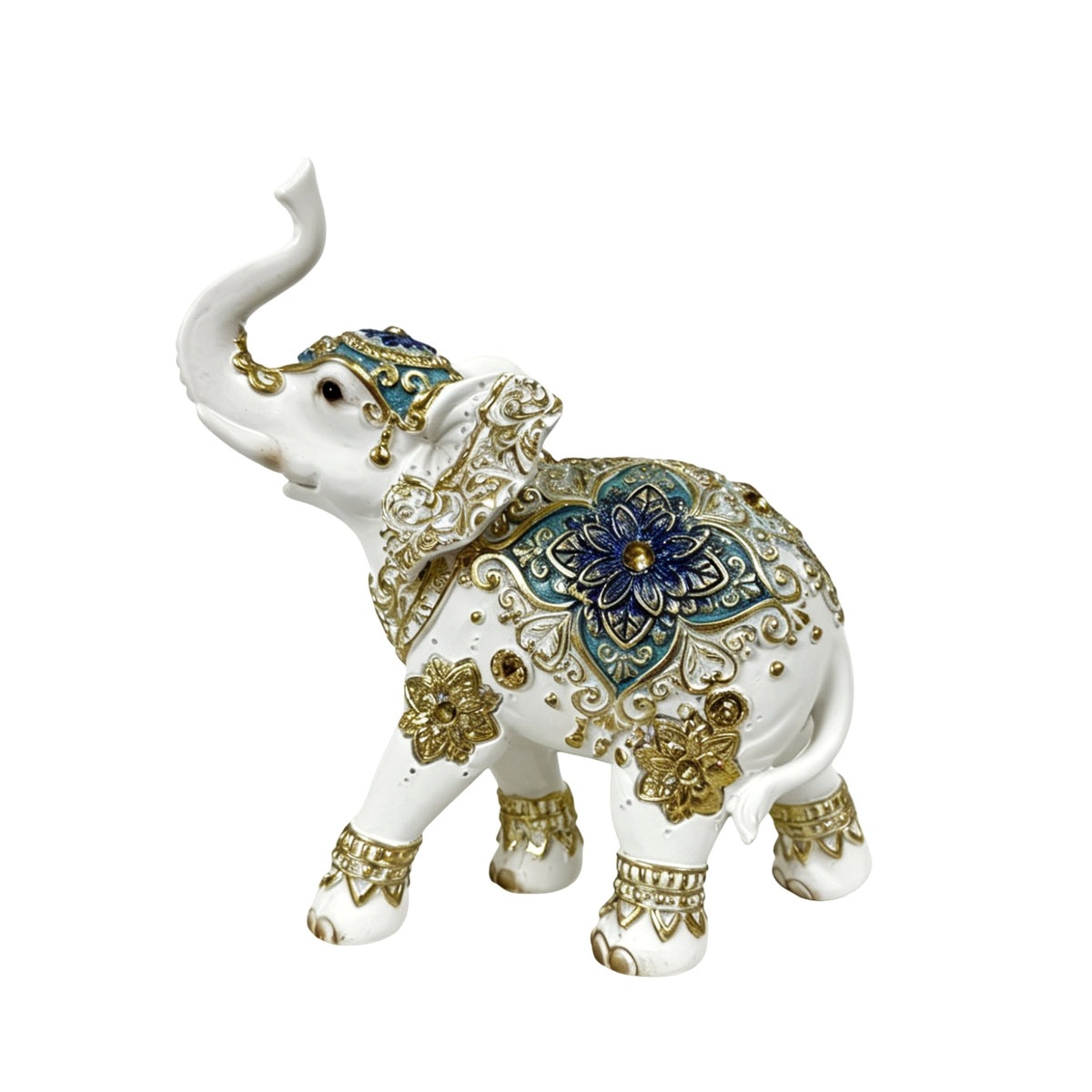 Bulk 6 Medium Resin Sapphire Filigree Elephant