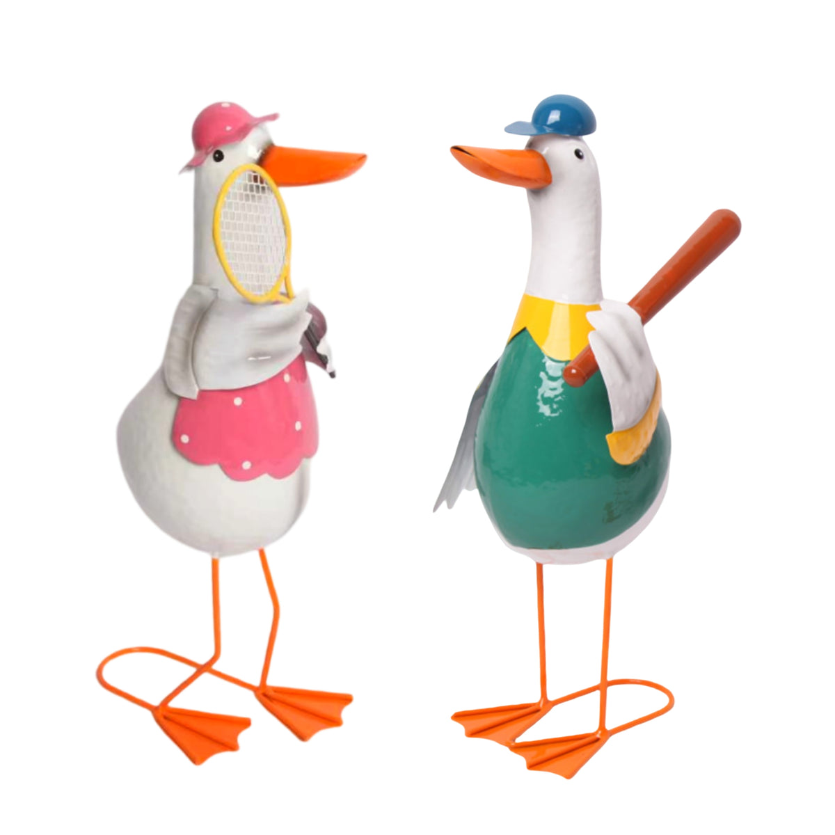 Bulk 6 Metal Sports Duck Garden Decor 16x13x37cm 2 Asst