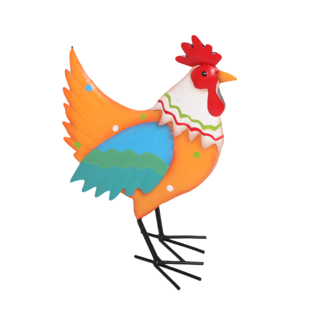 Bulk 6 Metal Colorful Rooster Garden Decor 24x13.5x33cm 2 Asst
