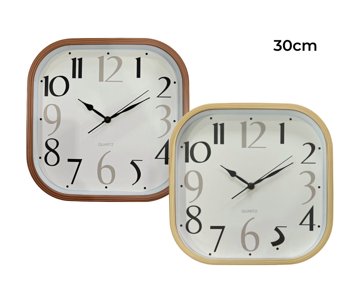 Bulk 10 Plastic Rounded Square Wall Clock 2 Asst