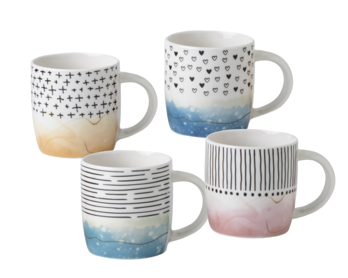 Bulk 24 Monochrome & Mist Mug New Bone China Asst Designs