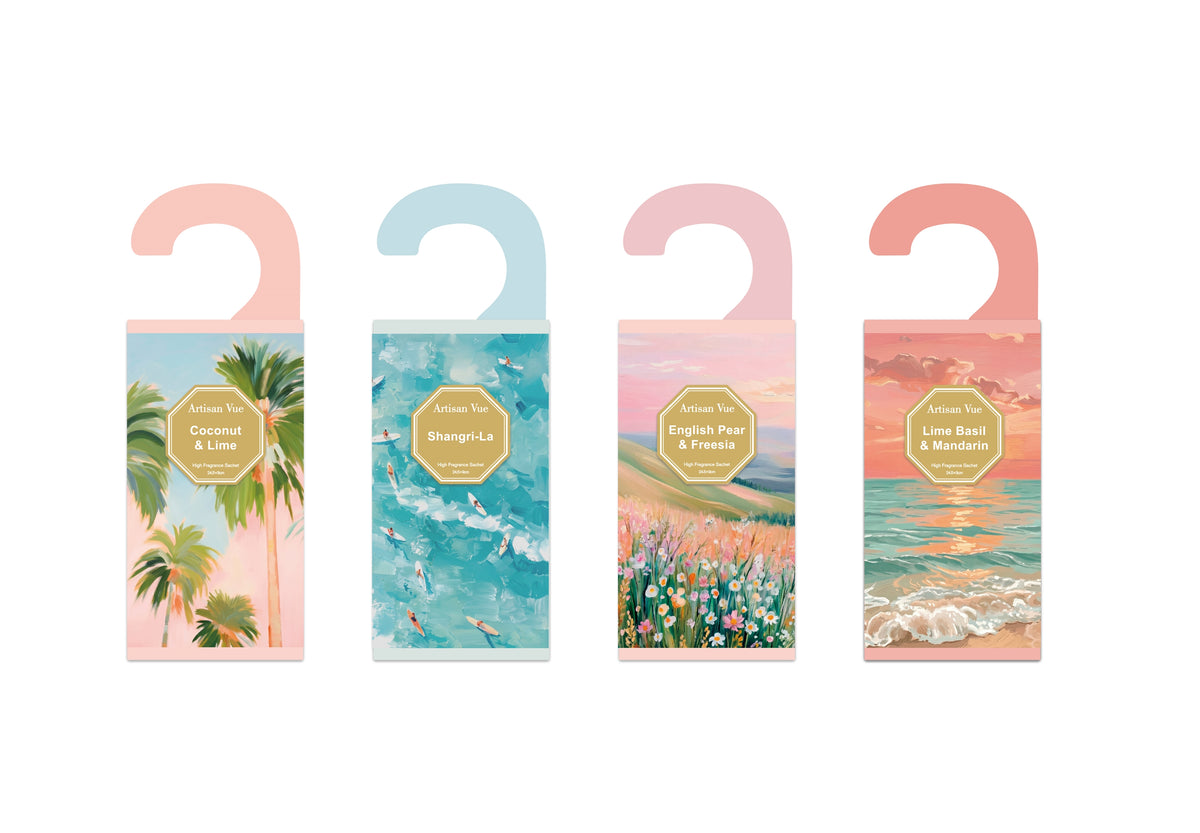 Bulk 96 Artisan Vue Scented Hanging Sachet 4 Asst