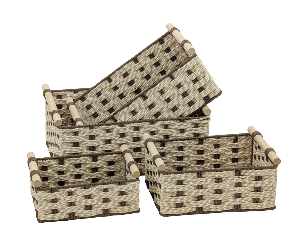 Bulk 2 Brown & Natural Paper Rope Storage Basket Set of 4