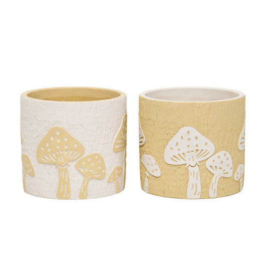 Set 2 Asst Mushroom Planters w Hole + Plug 17cm - Image 2