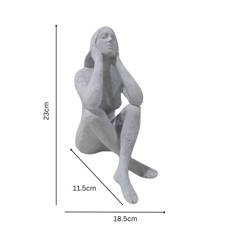 Lady Statue w Elbows On Knees 23cm - Image 4
