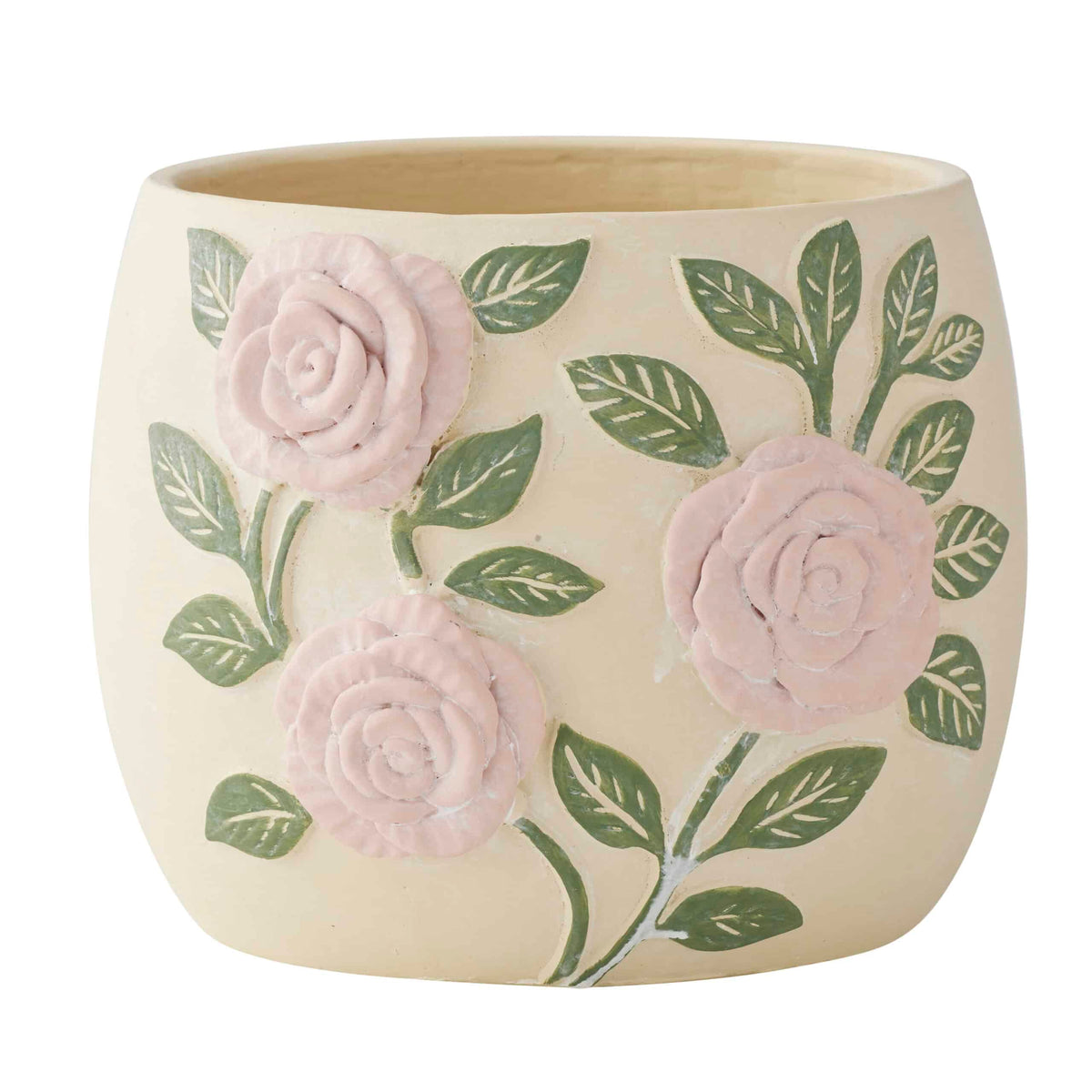 Embossed Rose Planter w/Hole & Plug 20.5*16cm