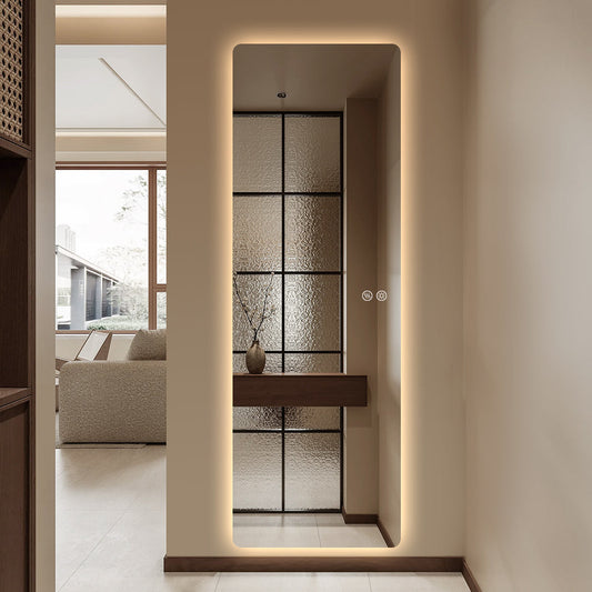 Modern Rectangular Edge-Lit LED Mirror 50cm × 150cm Frameless Tricolour Dimmable Wall Mounted Mirror