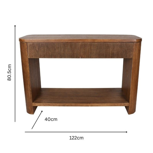 Mid-Century Style Console Table W 2 Drawers + Shelf 122x80cm - Image 2