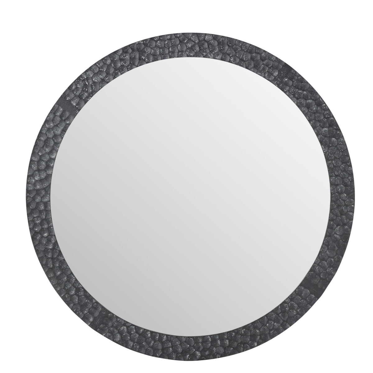 Textured Round Black Mirror 80cm