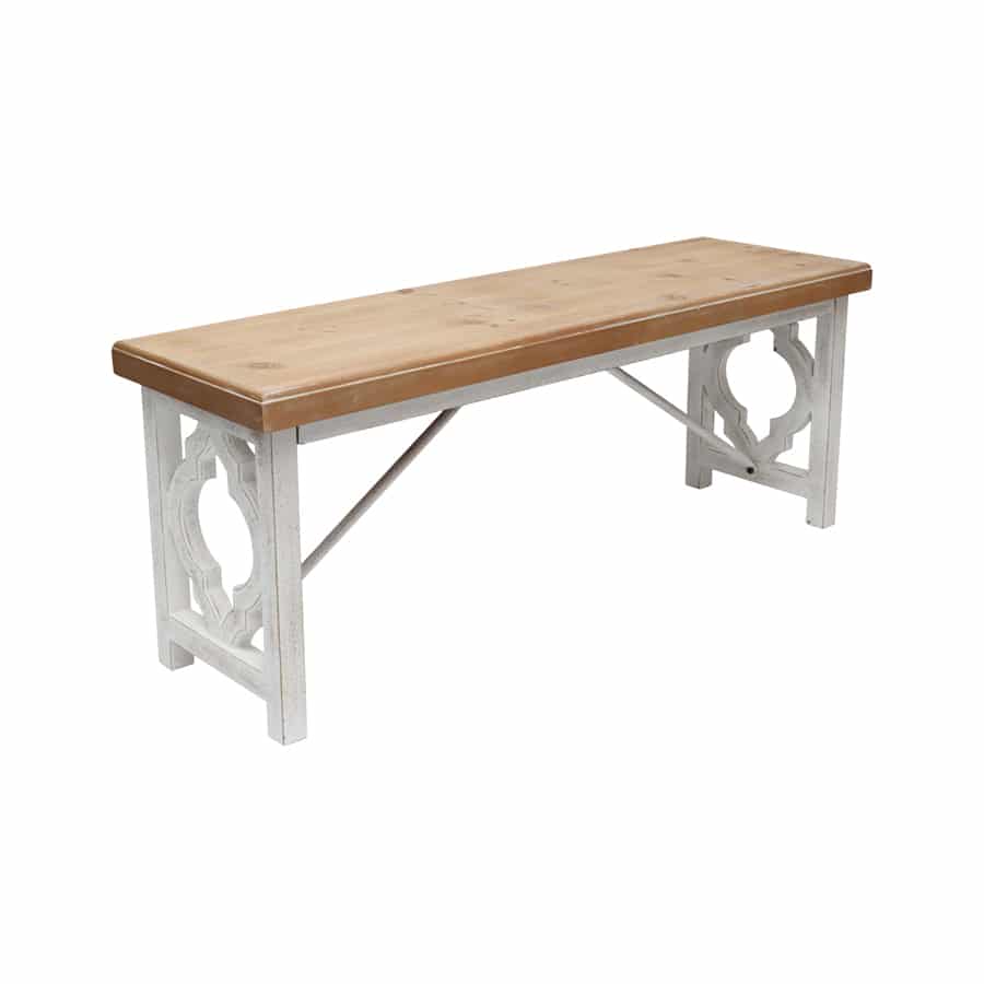 Lorette French Quatrefoil Bench 112cm
