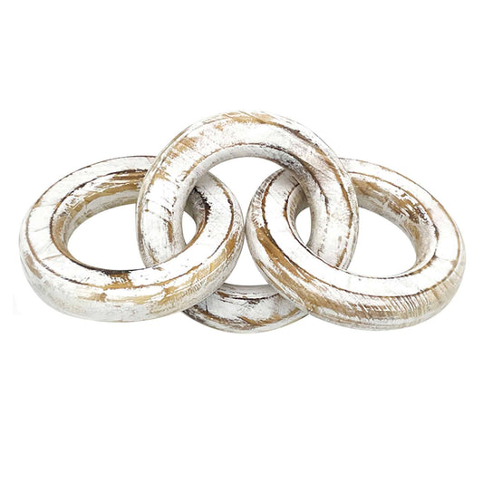 Chunky Whitewash Wood Circle Chain Link 26cm