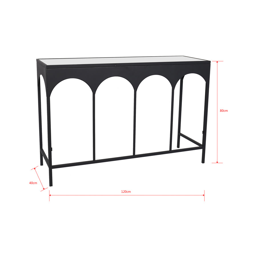 Nero Arc Glass Top Console Table 120cm - Image 4