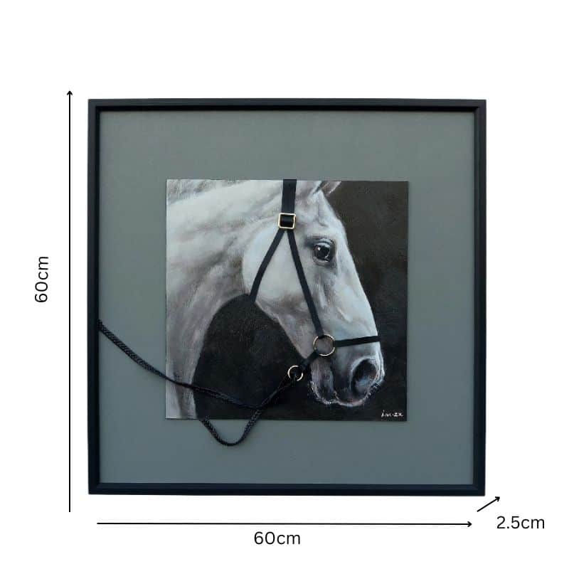 Horse w 3D Bridle Framed Canvas Wall Art 60cm - Image 5