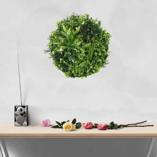 Slimline Flowering White Artificial Green Wall Disc UV Resistant 50cm (Black Frame) - Image 2