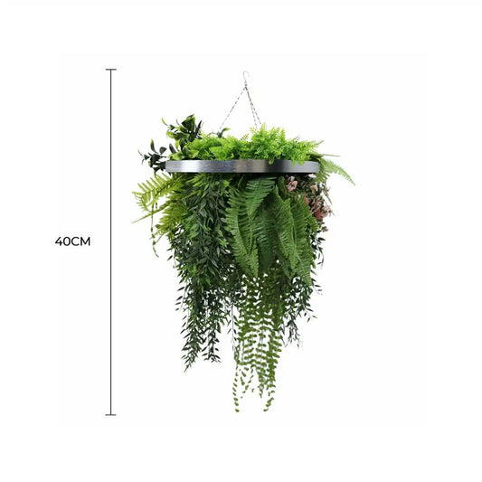 Premium Hanging Artificial Plant Arrangement with Black Frame 40cm UV Resistant - Image 2