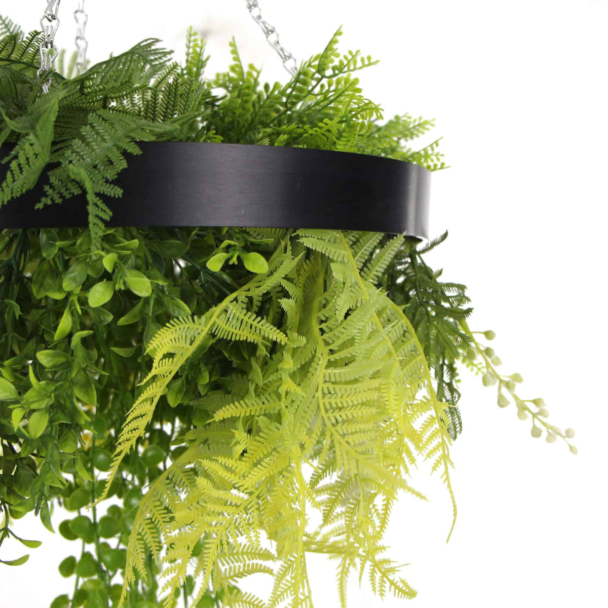 Black Framed Roof Hanging Disc with Draping Life-like Plants 40cm - Image 4