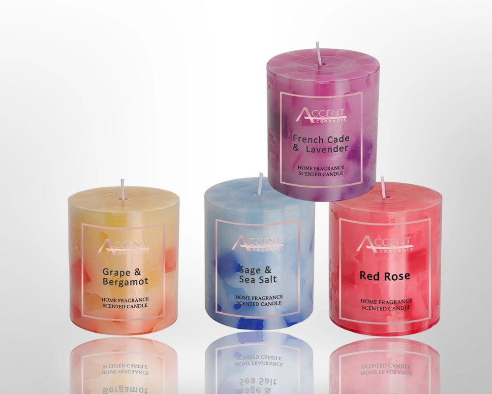 bulk 48 Scented Chunk Pillar Candle 7cm