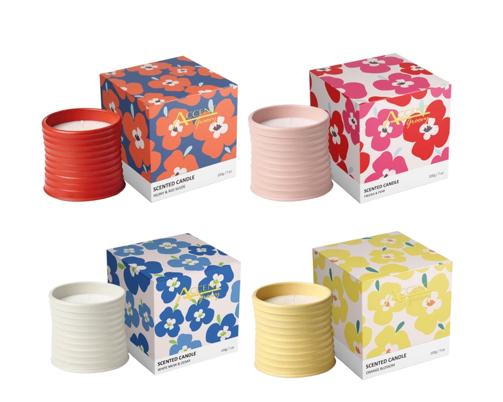 bulk 12 Accent Groovy Scented Candle in Ceramic 200G Assort
