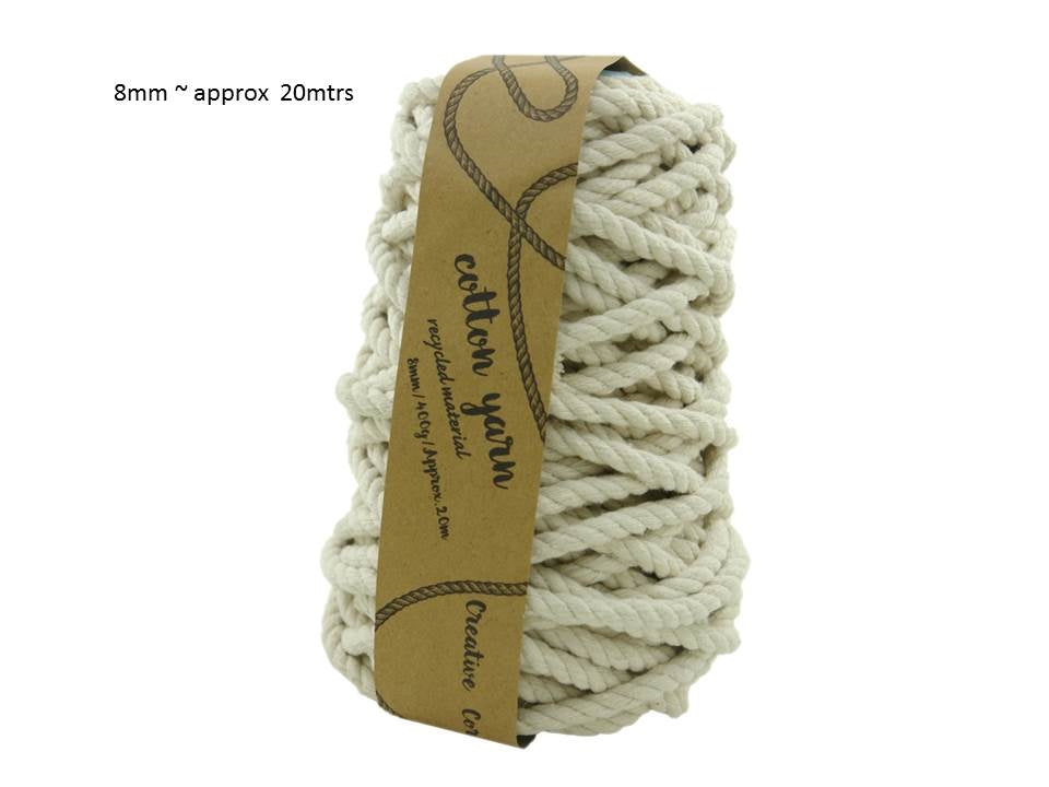 bulk 12 Macrame Cotton Yarn 20mtrs 8mm 400G Natural