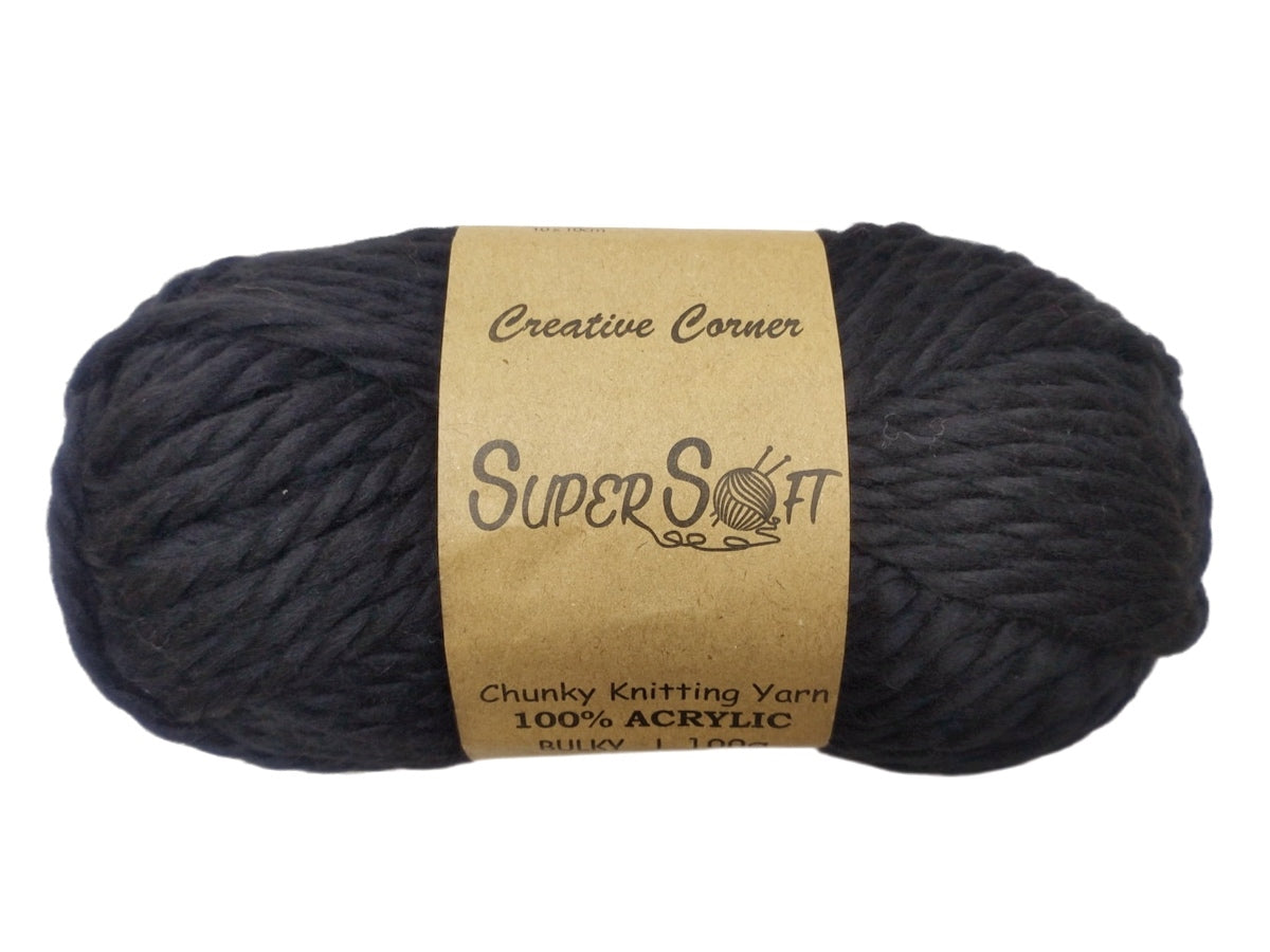 bulk 12 Black Chunky Yarn 100G