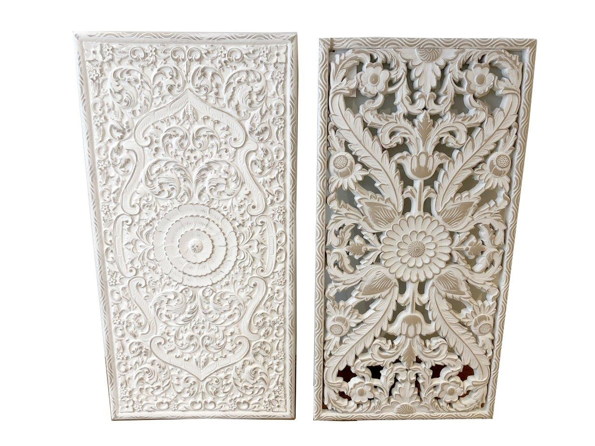 Set 2 Rectangle Tribal Scroll Wall Art 80cm