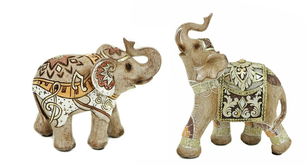 Set 2 Mosaic Elephant Statue / Ornament 12cm