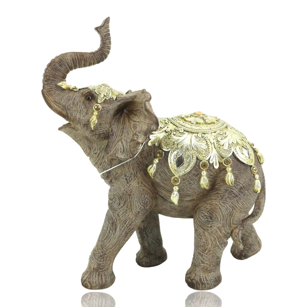 Elephant w/ Sculpted Ornament Statue 26cm
