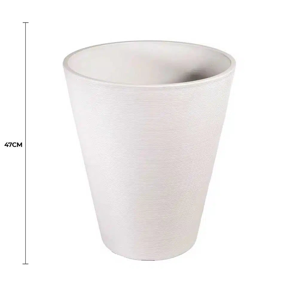 Decorative Textured Round White Planter 47cm - Image 2