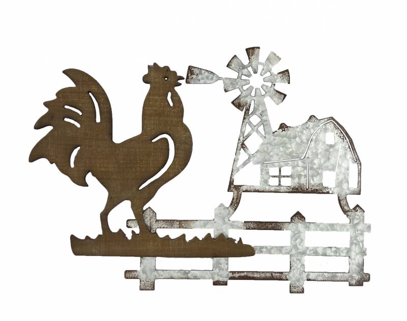 Set 2 Farmhouse Metal Wall Art 60x43cm