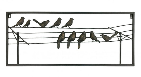 Bird On Wire Metal Wall Art 85cm