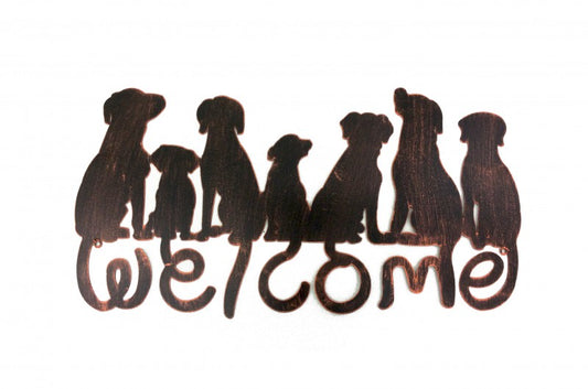 Welcome Dogs Metal Wall Art 71cm