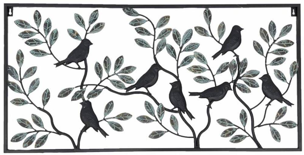 Colour Bids Leaves Metal Wall Art 90cm