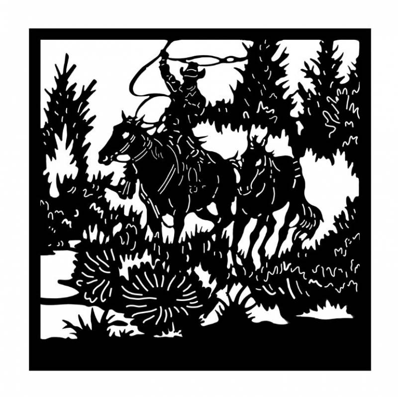 Set 2 Cowboy Metal Wall Art 98x98cm