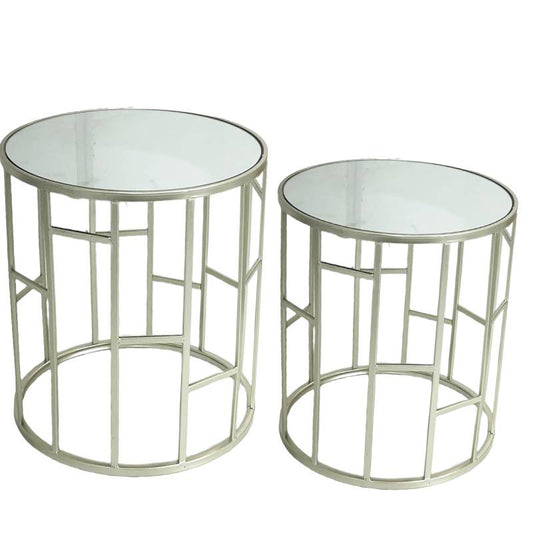 Set 2 Prospect Side Table w Mirror Top 50cm - Image 2