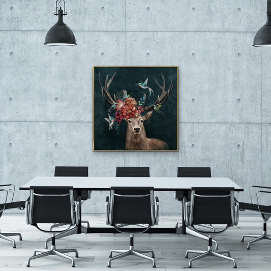 Deer Framed Canvas 100cm