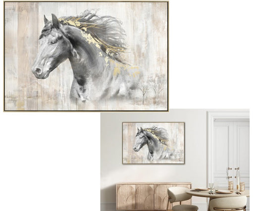 William Horse Framed Canvas 120cm