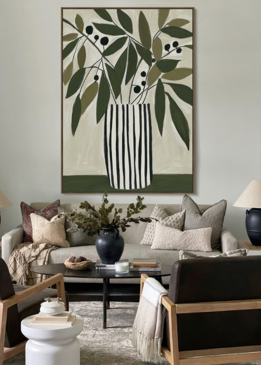 Abstract Olives In Vase Artwork 120cm - Image 2