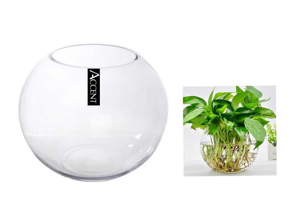 Glass Rose Round Fish Bowl 39cm