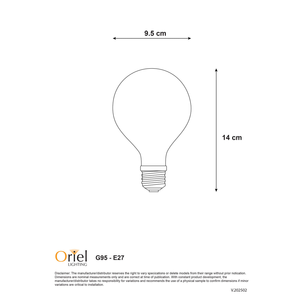 4W / E27 / 2700K Dimmable - Filament LED G95 4W E27