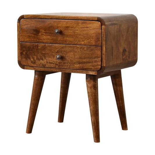 Curved Chestnut Bedside 55cm