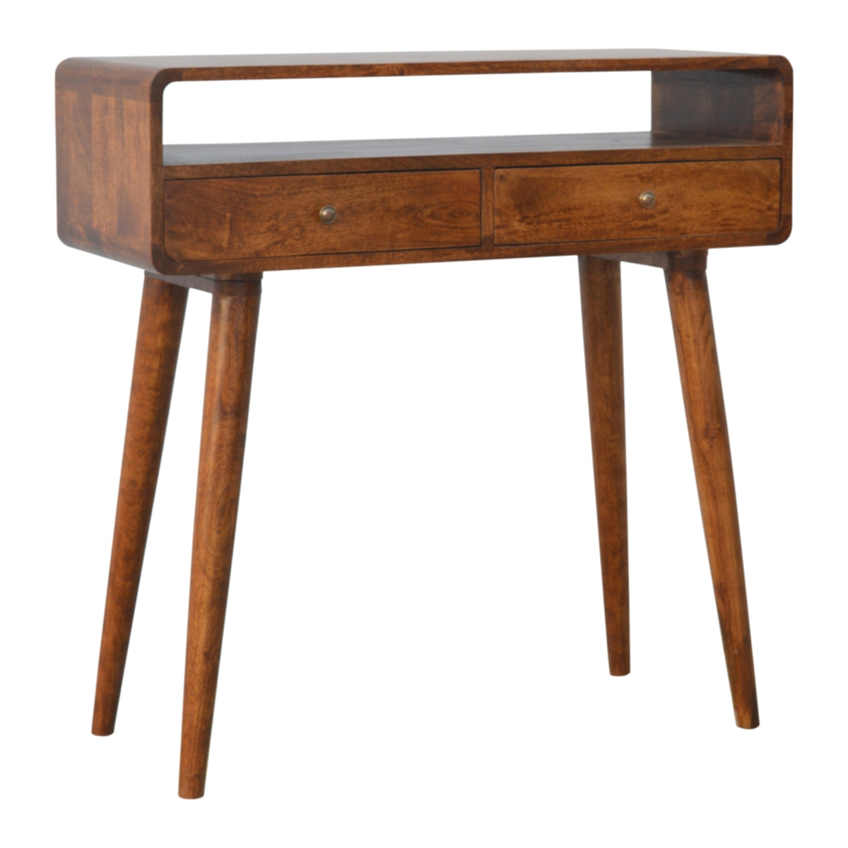 Curved Chestnut Console Table 90cm