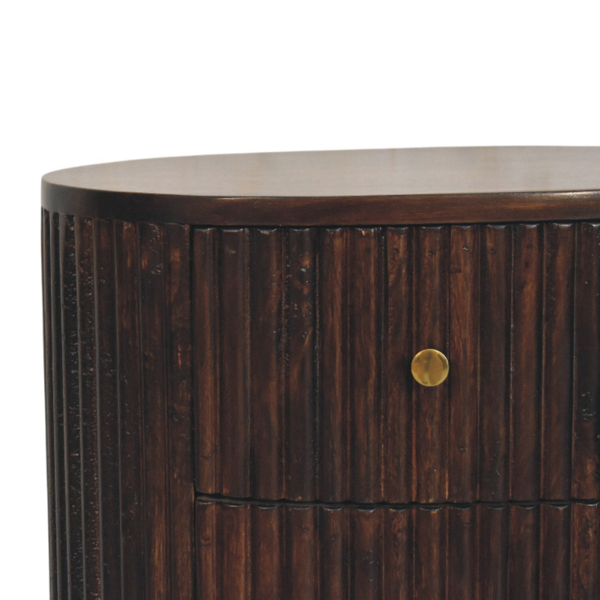 Fluted Mocha 3 Drawer Drum Chest 58cm