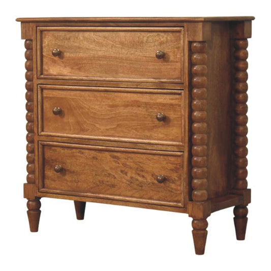 Spindle Amber Oak Chest of Drawers 80cm