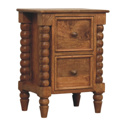 Spindle Amber Oak Bedside 55cm