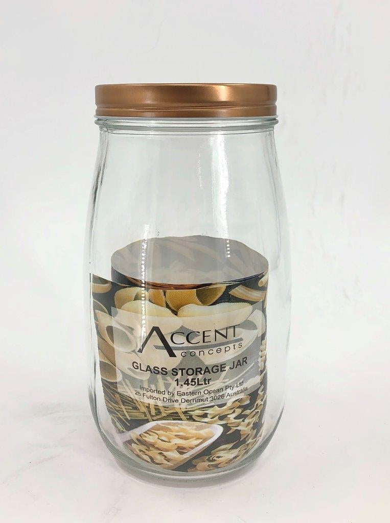 bulk 12 Glass Jar w/ Screw Lid 1450ml Canister 20cm