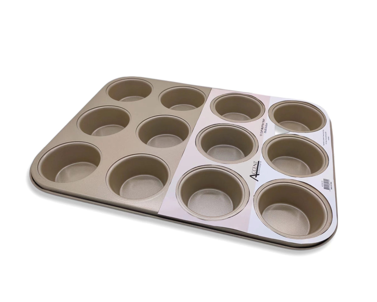Champagne Gold Muffin Tray 12 Cup 35x26.5x3cm